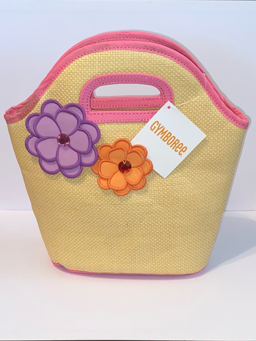 Gymboree ‘Pretty Posies’ Straw Tote Handbag with Floral Embellishments